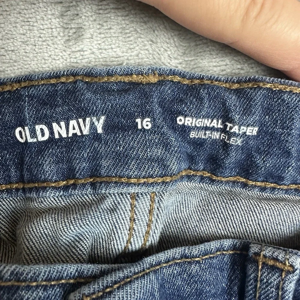 Old Navy Jeans Boys 16 Denim Blue Dark Wash Original Tapper